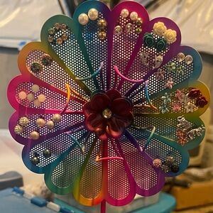 Colorful flower earring display